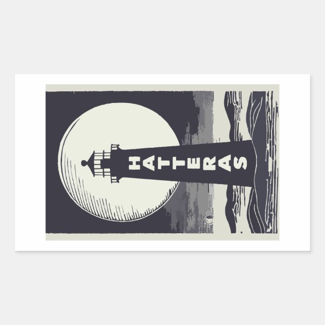 Cape Hatteras North Carolina Lighthouse Moon Rectangular Sticker (Front)