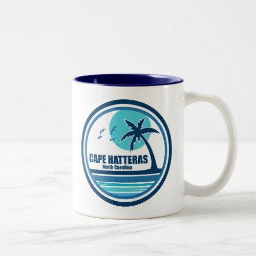 Cape Hatteras North Carolina Palm Tree Birds Two_Tone Coffee Mug