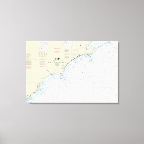 Cape Hatteras to Charleston Nautical Chart 11520 Canvas Print