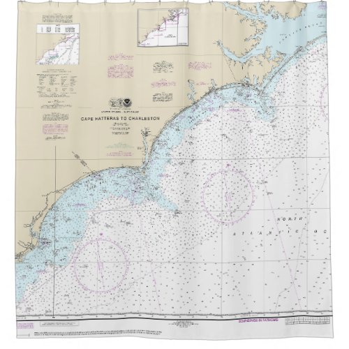 Cape Hatteras to Charleston Nautical Chart 11520 Shower Curtain