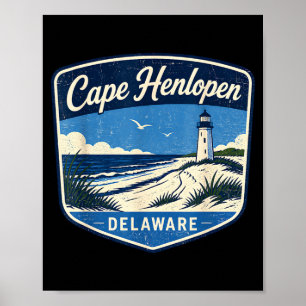 Cape henlopen delaware lighthouse beach ocean poster
