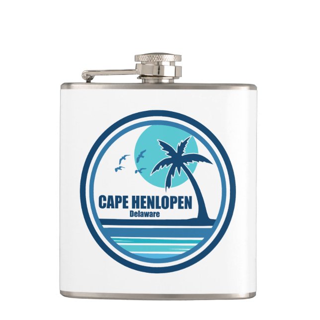 Cape Henlopen Delaware Palm Tree Birds Flask (Front)