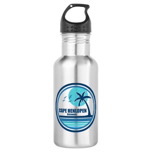 Cape Henlopen Delaware Palm Tree Birds Stainless Steel Water Bottle