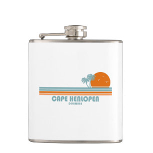 Cape Henlopen Delaware Sun Palm Trees Flask