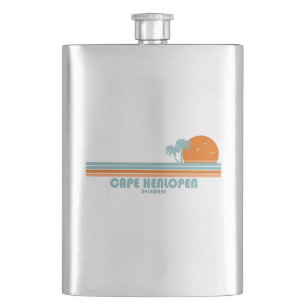 Cape Henlopen Delaware Sun Palm Trees Flask