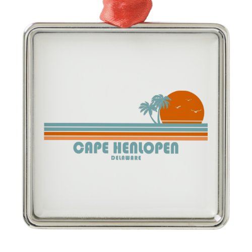 Cape Henlopen Delaware Sun Palm Trees Metal Ornament