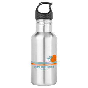 Cape Henlopen Delaware Sun Palm Trees Stainless Steel Water Bottle