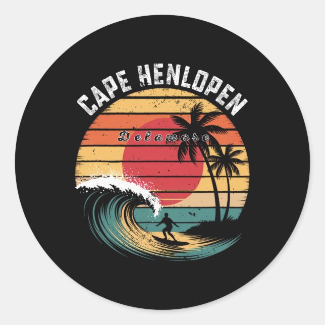 Cape Henlopen State Park Delaware Beach Surfing  Classic Round Sticker (Front)