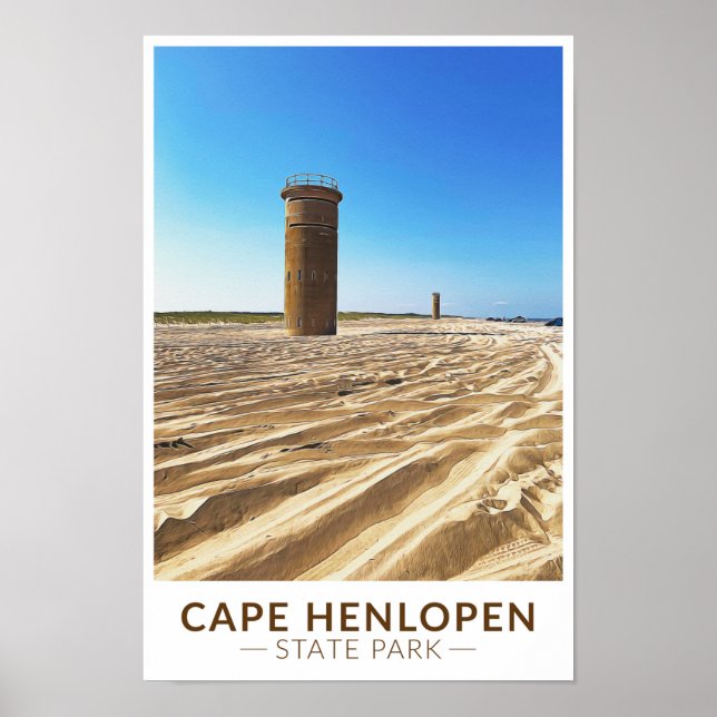 Cape Henlopen State Park Delaware Watercolor  Poster (Front)