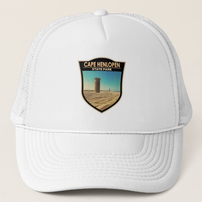 Cape Henlopen State Park Delaware Watercolor  Trucker Hat (Front)
