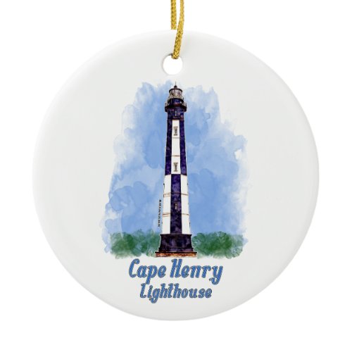 Cape Henry Lighthouse Watercolor - Virginia Ceramic Ornament