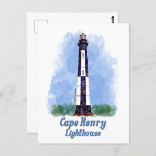 Cape Henry Lighthouse Watercolor - Virginia Postcard