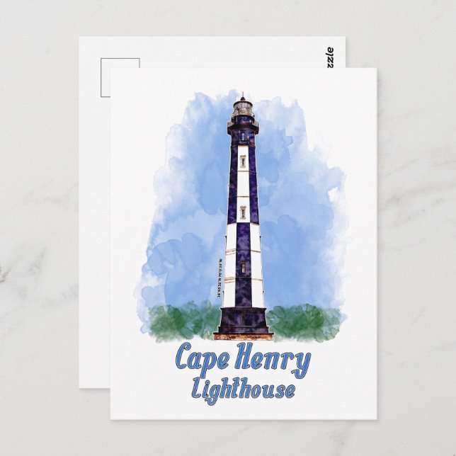 Cape Henry Lighthouse Watercolor - Virginia Postcard (Front/Back)