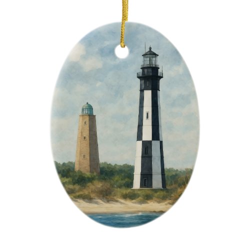 Cape Henry Lighthouses Ceramic Ornament