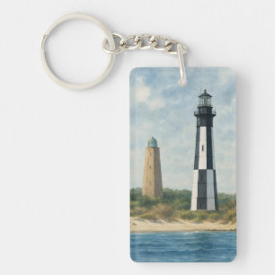 Cape Henry Lighthouses Keychain