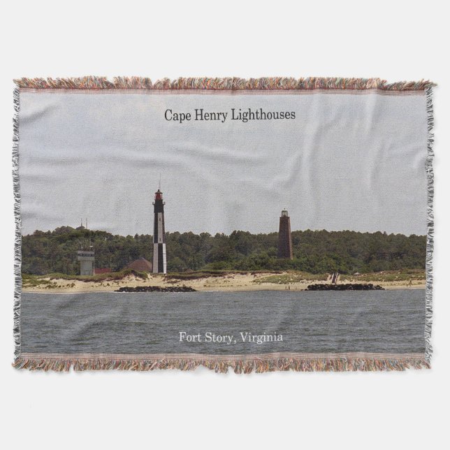 Cape Henry Lighthouses throw blanket (Front)