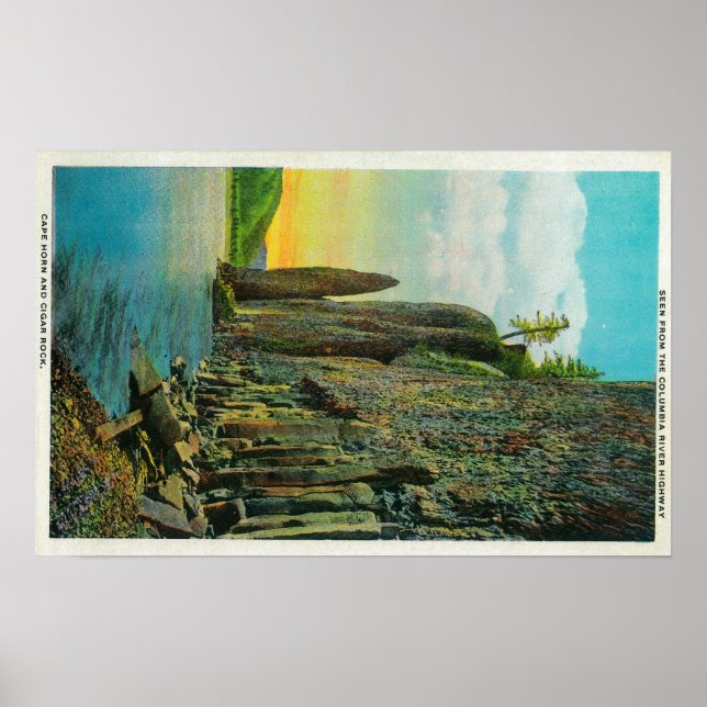 Cape Horn and Cigar Rock on Columbia River Poster (Front)