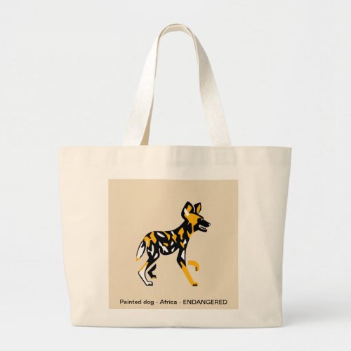 Cape hunting dog _ Painted dog __Endangered animal Large Tote Bag