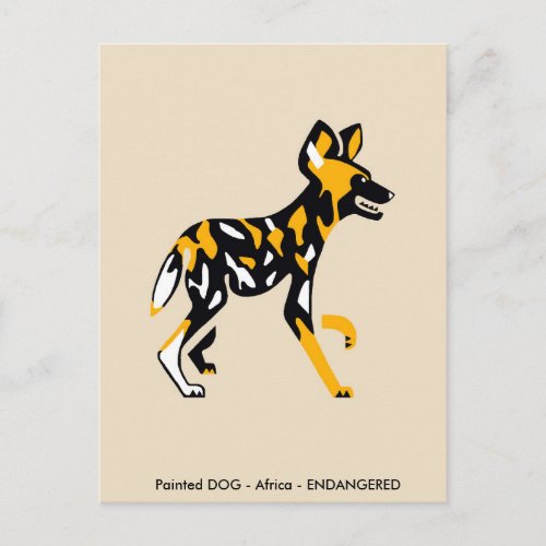 Cape hunting dog _ Painted dog _ Endangered animal Postcard