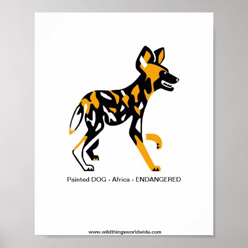 Cape hunting dogs Painted dog _Endangered animal  Poster