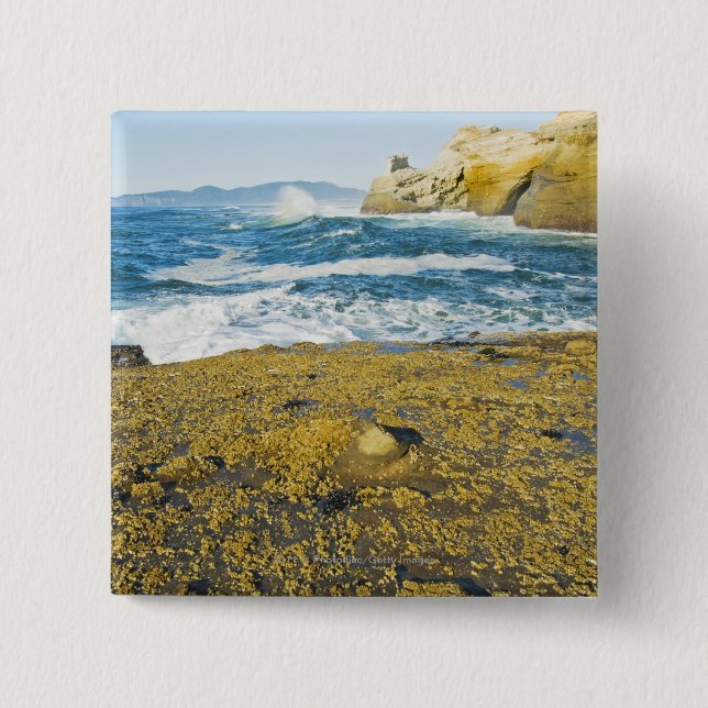 Cape Kiwanda And The Pacific Ocean Button (Front)