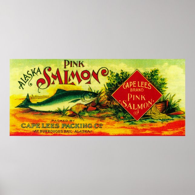 Cape Lees Salmon Can LabelBurroughs Bay, AK Poster (Front)