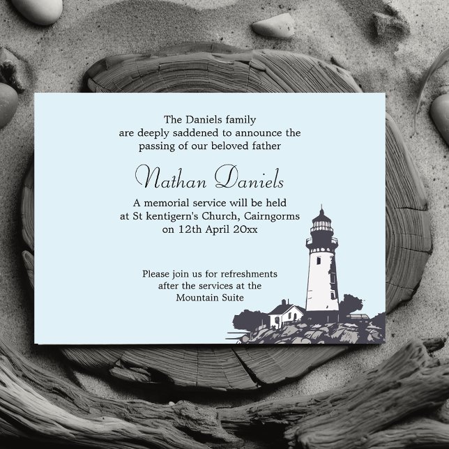 Cape Lighthouse Funeral Announcement Card (Creator Uploaded)