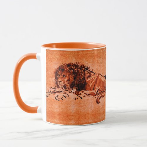 CAPE LION LYING DOWN by Rembrandt Orange Black Mug