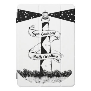 Cape Lookout Lighthouse Black and White iPad Pro Cover