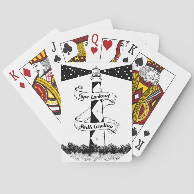 Cape Lookout Lighthouse Black and White Poker Cards (Back)