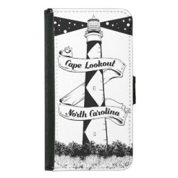 Cape Lookout Lighthouse Black and White Samsung Galaxy S5 Wallet Case
