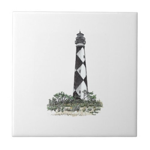 Cape Lookout Lighthouse Ceramic Tile