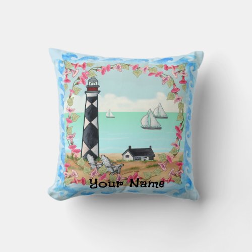Cape Lookout Lighthouse custom name Pillow