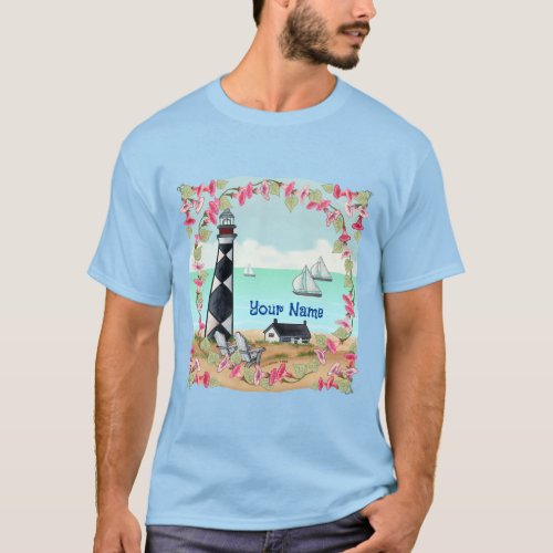 Cape Lookout Lighthouse custom name t_shirt 