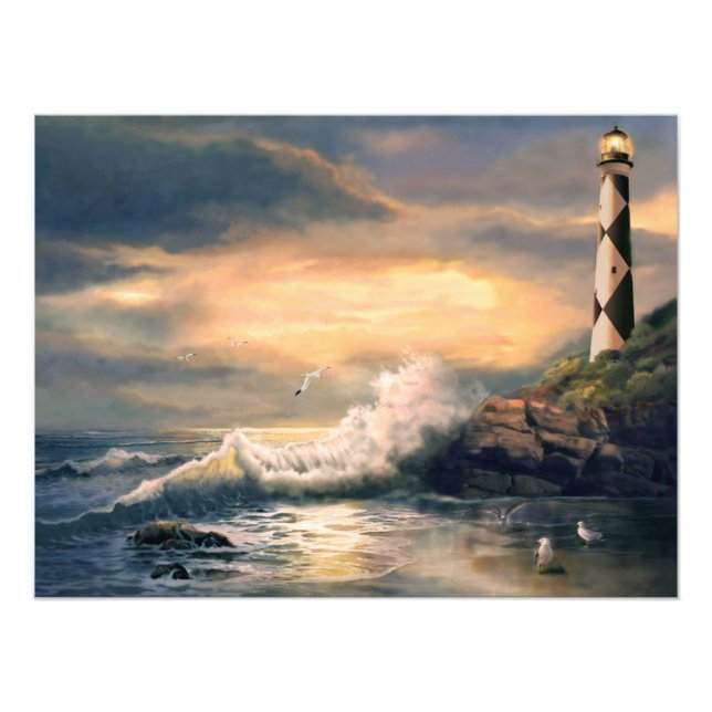 Cape Lookout Lighthouse North Carolina at Sunset Photo Print (Front)