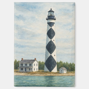Cape Lookout Lighthouse Watercolor Magnet