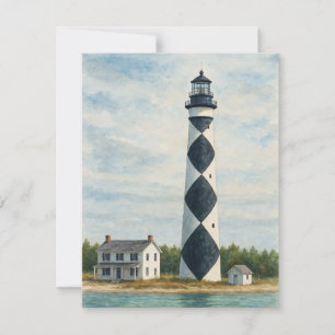 Cape Lookout Lighthouse Watercolor Note Card