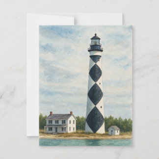 Cape Lookout Lighthouse Watercolor Note Card