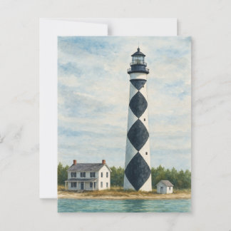 Cape Lookout Lighthouse Watercolor Postcard