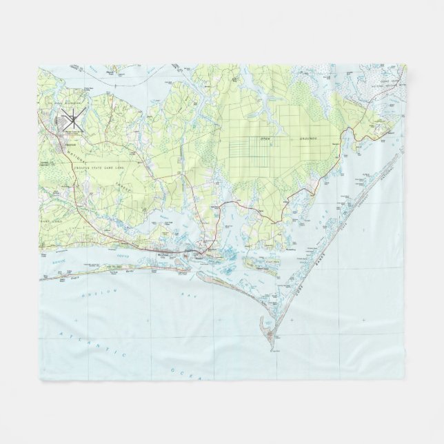 Cape Lookout National Seashore & Morehead City Map Fleece Blanket (Front (Horizontal))