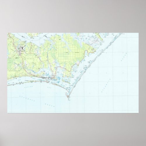 Cape Lookout National Seashore  Morehead City Map Poster