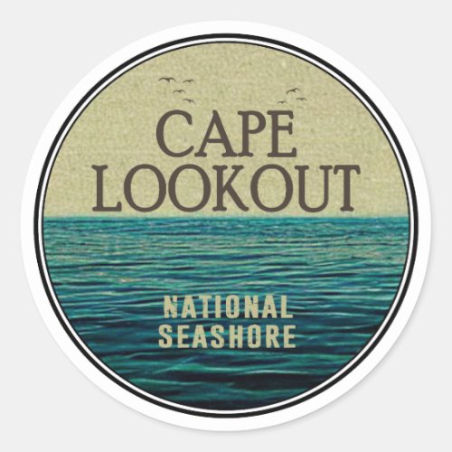 Cape Lookout National Seashore Ocean Birds Classic Round Sticker
