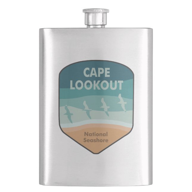 Cape Lookout National Seashore Seagulls Flask (Front)