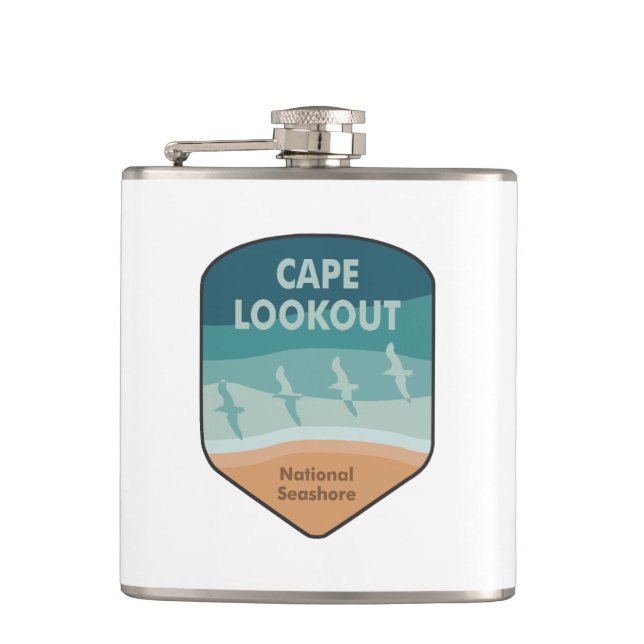 Cape Lookout National Seashore Seagulls Flask (Front)