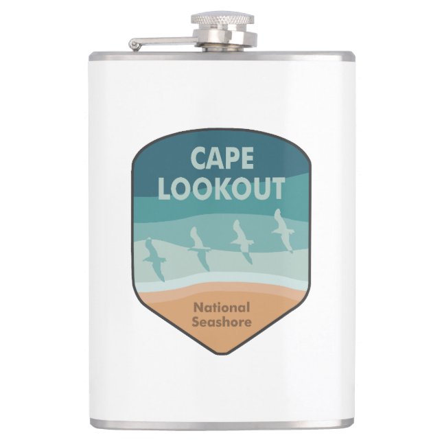 Cape Lookout National Seashore Seagulls Flask (Front)