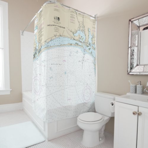 Cape Lookout to New River Nautical Chart 11543 Shower Curtain