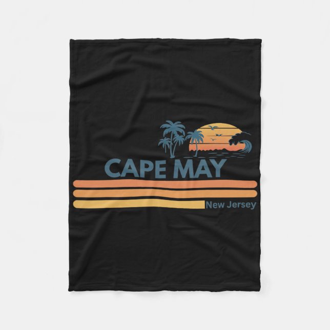 Cape May Beach New Jersey Summer Palm Tree Men Wom Fleece Blanket (Front)