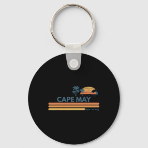 Cape May Beach New Jersey Summer Palm Tree Men Wom Keychain