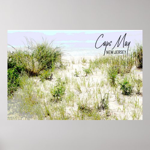  Cape May Beach Sea Grass Fence Poster