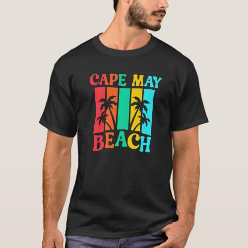 Cape May Beach Summer Vacation Bright Retro Colors T_Shirt
